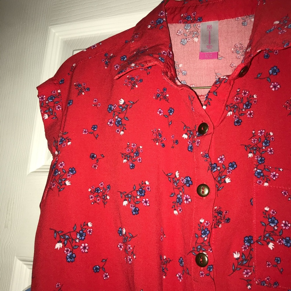 Red floral tank top